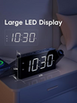 Orologio Sveglia Digitale a LED con Proiezione 180°, Doppi Allarmi, Luminosità Regolabile e Porta USB per Camera da Letto e Ufficio